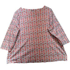 Croft & Barrow Women's Classic Boatneck Top 3/4 Sleeve Size 1X Multicolor Floral